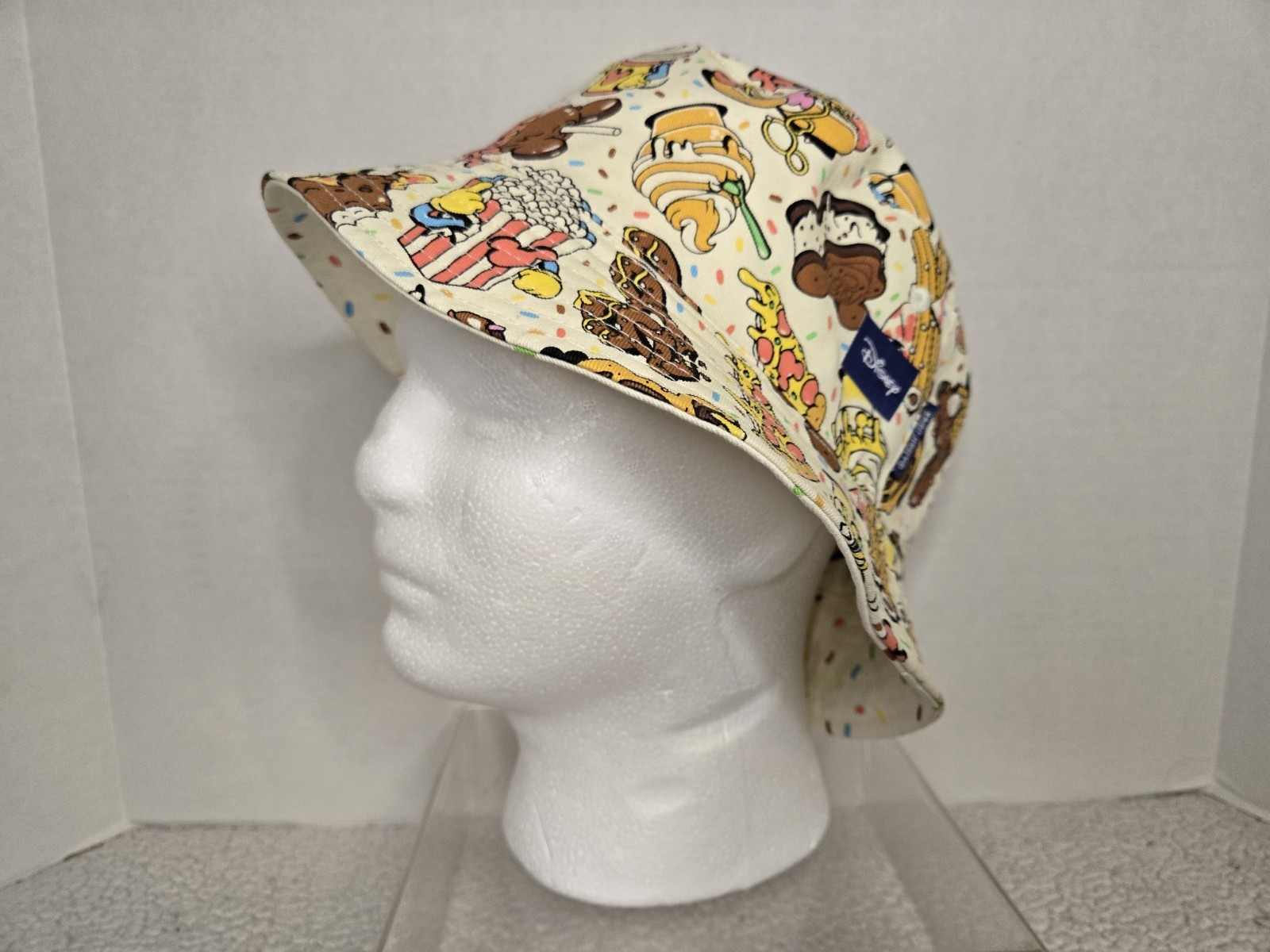 Disney Parks Reversible Bucket Hat with Food Icons EUC Spirit Jersey Style  