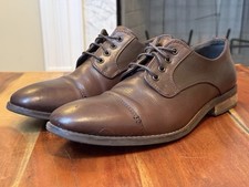 Nunn Bush Mens Size 9.5 Plain Toe Shoes Comfort Gel Oxford Brown Leather