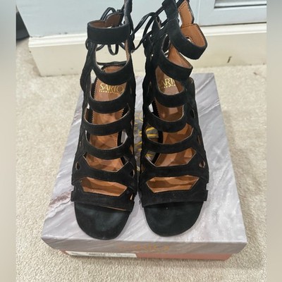 NWT Franco Sarto, Connie black gladiator block sandals, size 7M