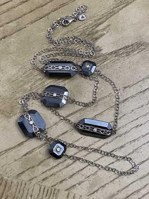Silpada Sterling Silver Hematite Cubic Zirconia Vision 40  Long Necklace 925