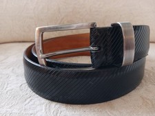 Remo Tulliani Italian Calfskin Belt Mens Size 42 Black Embossed Leather USA Made