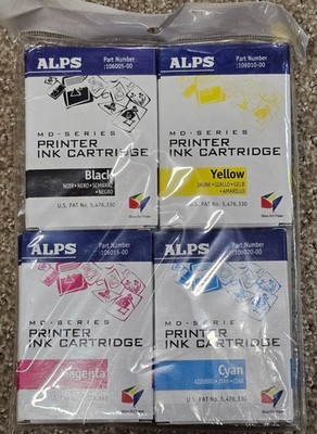 ALPS INK (4) Pack BLACK CYAN YELLOW MAGENTA  #106058  For Alps MD Series Printer