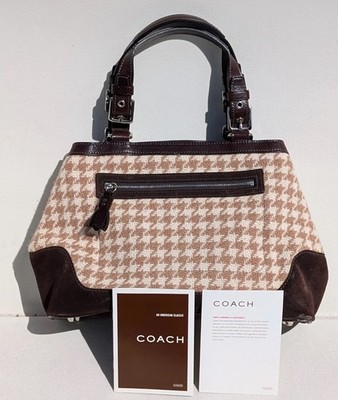 Authentic Coach Hamptons Houndstooth Satchel Bag Style 8E88 Excellent Condition