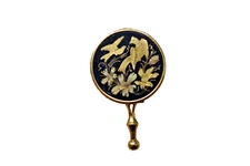 Toledo Spain Damascene Portable Ashtray Gold Plate Floral/Birds Metal Hinged Lid