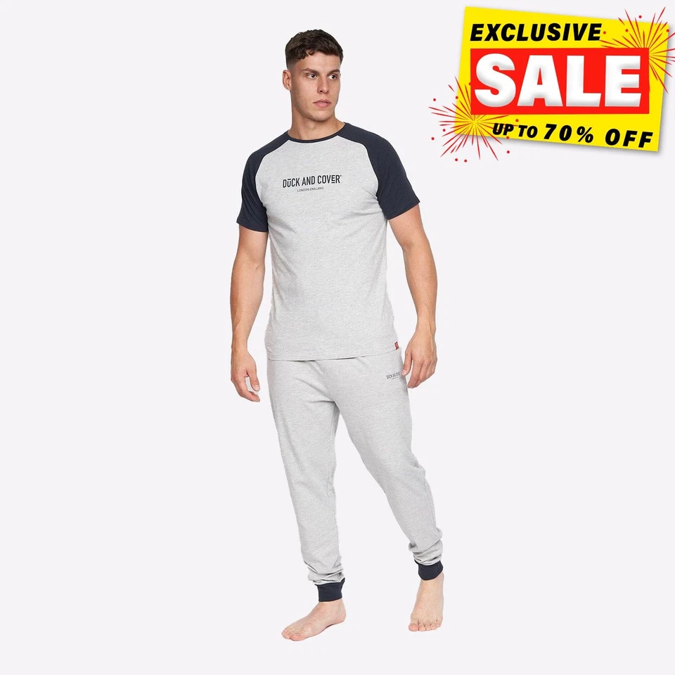 Duck And Cover Vianney Mens Casual Comfort PJs Pyjama Loungewear Set Grey