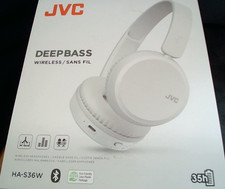 Image of JVC Deep Bass Wireless Headphones. HA-S36W. White. Bluetooth. 35hrs. 3 modes.New