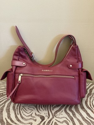 Fiorelli Women s Syrah Red Faux Leather Izzie Shoulder Bag  Zip & Snap Pockets