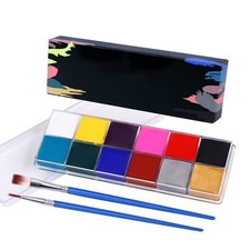 Face Paint 12 Color, Halloween Face Body Painting Set with Brushes, Safe  No...