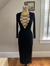 Reformation Midi Lace Front Stretch Little Black Dress Size S-M