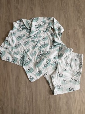 Munki Munki Penguin Pajama Lounge Set Soft Flannel Off White 2 Piece XXL Cozy*
