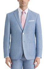 Lauren Ralph Lauren Mens Classic-Fit Cotton Chambray Sport Coat 38 Short Blue