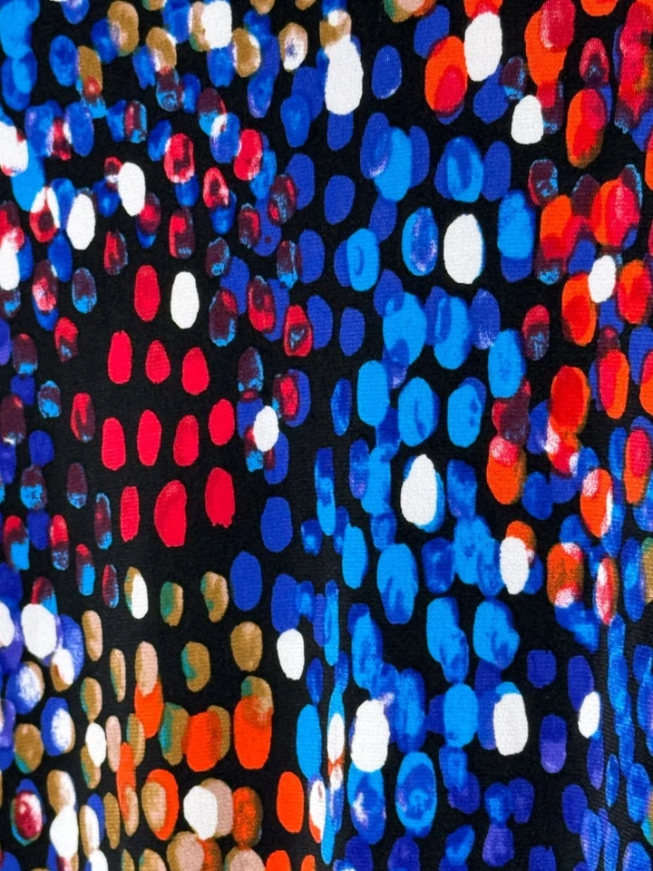 Vestido envolvente Calvin Klein para mujer talla 6 pequeño estampado abstracto rojo azul elástico Wor’s Foto 3 de 4