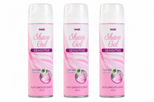 WOMENS SHAVE GEL SENSITIVE BIKINI ALOE VERA SKIN PROTECT SILKY SMOOTH 200ML X3 17.10 per litre