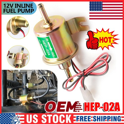 #ad INLINE FUEL PUMP 12V ELECTRIC TRANSFER LOW PRESSURE GAS DIESEL FUEL PUMP HEP 02A $9.59