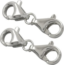 Silver Double Lobster Clasp, 925 Sterling Silver Necklace Extender Double End
