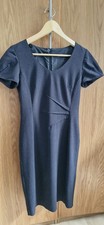 Marks & Spencer Womens Grey Sheath Dress Size 8 Knee Length Zip Scoop Neck