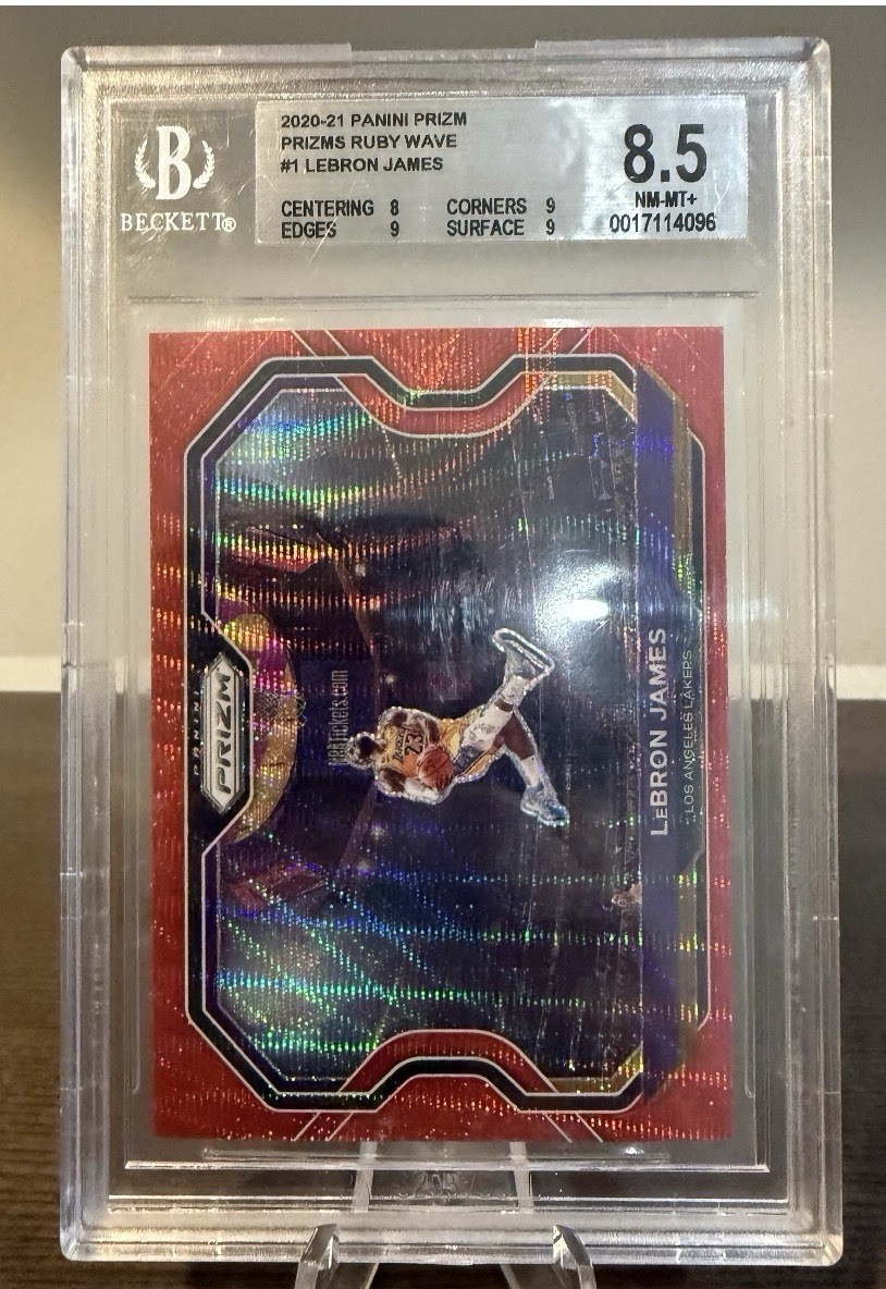 2020 Panini Prizm #1 Lebron James - Ruby Red Wave - Lakers Kobe Tribute BGS 8.5
