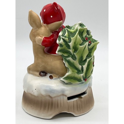 Vintage Lefton 12 Days of Christmas Girl and Reindeer Musical Figurine Japan Wor - Picture 2 of 5