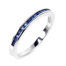 925 Sterling Silver Ring  Blue Sapphire Round  Gemstone Jewelry Size 7