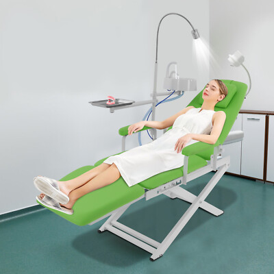 Portable Dental Chair Bed Folding Mobile Chair Tilt with LED Light & Basin &Tray