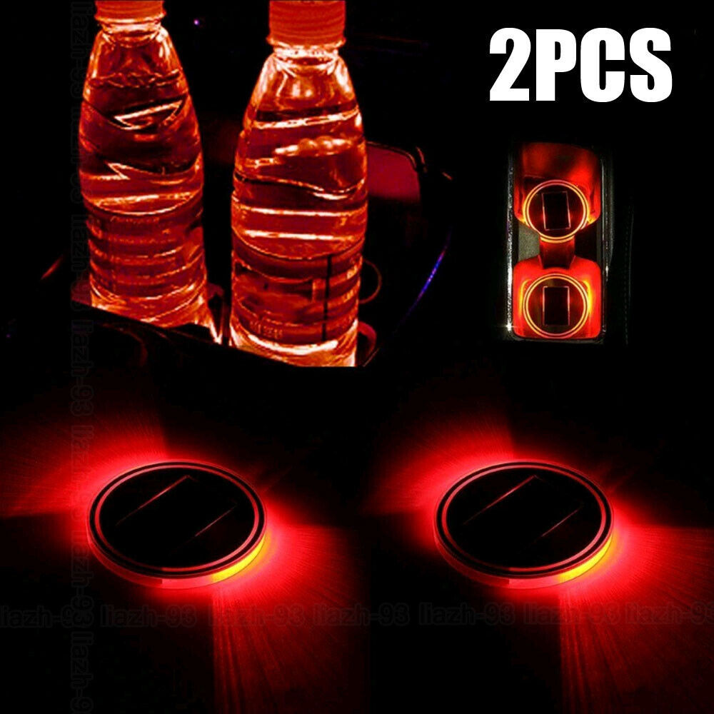 Red LED Solar Cup Pad Car Light Cover Interior Decoration Car Light Accessories