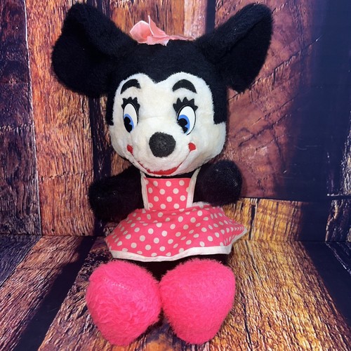 VTG Disney California Stuffed Toy Co Minnie Mouse Plush Blue Eyes Felt Ears READ