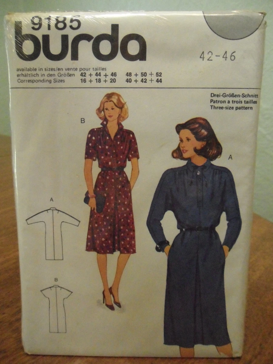 Vintage Burda 9185 80 s Style Dress Pattern Size 16 to 20 New In