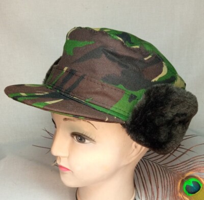 Mens winter hat with visor and fur hat