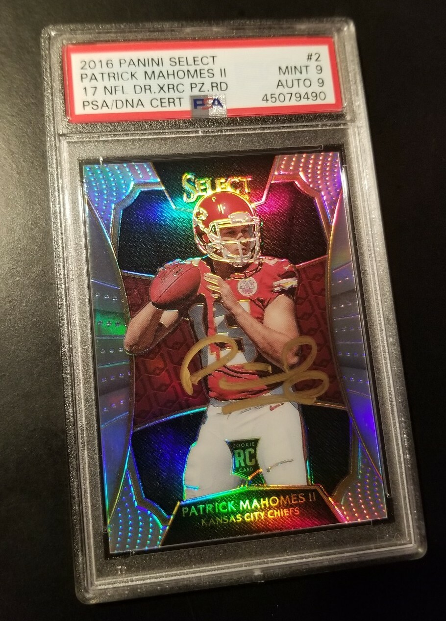 Patrick Mahomes 2016 Panini Select Redemption Prizm RC PSA MINT 9 AUTO 9 1/1 MVP view 3