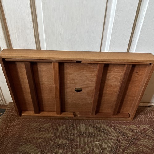 Vintage Teak Wood Bed Serving Tray W/Original Box 22” x 14” x 10" - Picture 6 of 8