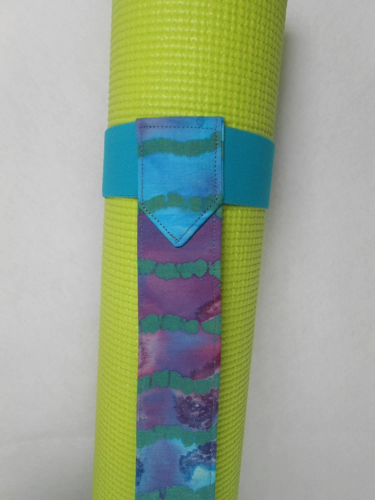 Yoga Mat Carrier with Elastic Bands in Turquoise Batik Print