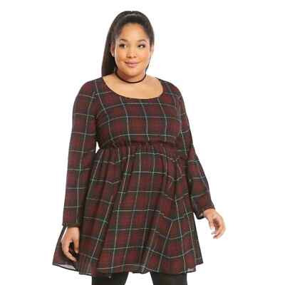 open lace back dress Saint Nicholas Plaid Dress in Red main image 0
