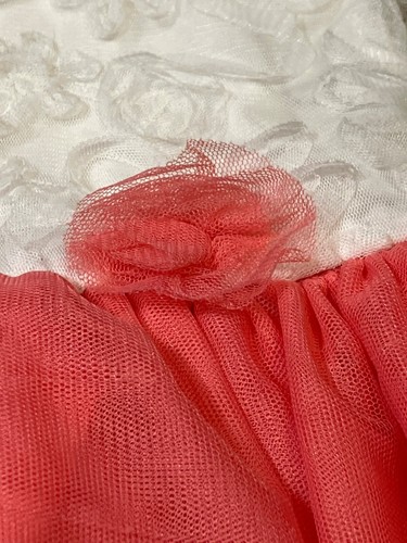 Pinky Girls' White Coral Sleeveless Dress 5Y Floral Lace & Tulle Skirt - Picture 7 of 9