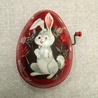 Vintage 1953 Mattel Tin Easter Bunny Egg Wind Up Music Box - Plays 1 Note