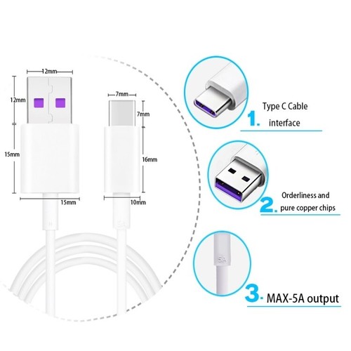 Cable USB pour GOOGLE PIXEL 7 / PIXEL 7 PRO cordon de charge réversible Blanc 1m - Photo 4 sur 4