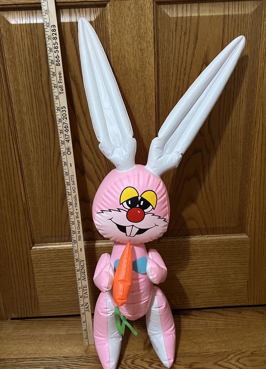 Vintage Inflatable Blow Up Vinyl Easter Bunny Pink 34” Squeaks | eBay
