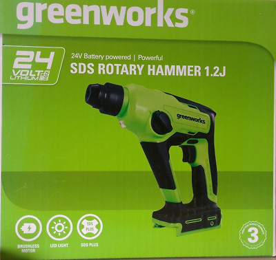 24V Akku Bohrhammer SDS Plus 1.2J Greenworks GD24SDS1 Brushless Motor