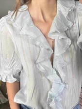 do EN Peplum lapel puffy sleeve short sleeve top