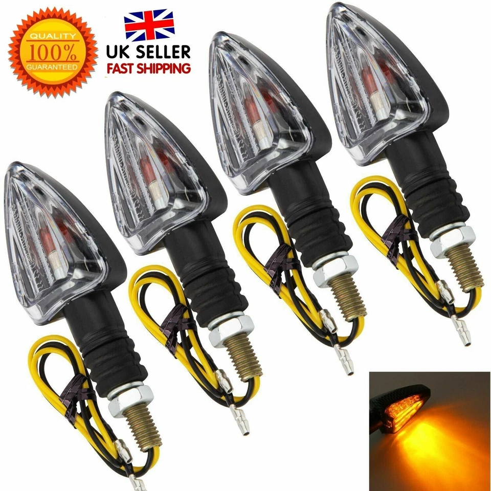 4PCS MINI ARROW Motorbike Motorcycle Signal Indicators Light Bulb Carbon Amber