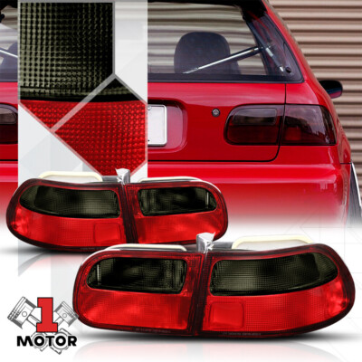 Red/Smoke *JDM* Tail Light Rear Brake Lamp Signal for 92-95 Honda Civic 3Dr HB