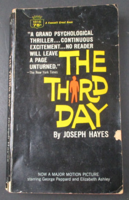 THE THIRD DAY by Joseph Hayes Crest Books 1st Printing 1964 Paperback PB
