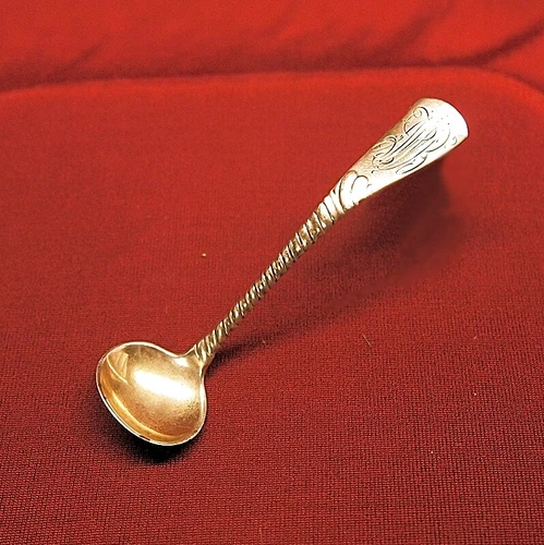 Antique Sterling Silver Salt Spoon By Gorham for J.E. Caldwell & Co. Monogram AB