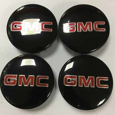 GM Accessories 88963140 Button Style Center Caps in Bright Polished Finish with Red GMC Logo 