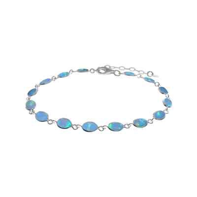 Ovales natürliches blaues Opal Armband Sterlingsilber 925 gepunzt nagelneu verpackt