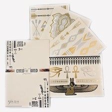    4 Sheets Flash Tattoos x Child Of Wild, Metallic Gold Temporary Henna Native