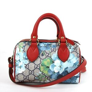 Gucci Blue Bloom GG Supreme Canvas Mini Boston Croddbody Bag 546312 | eBay