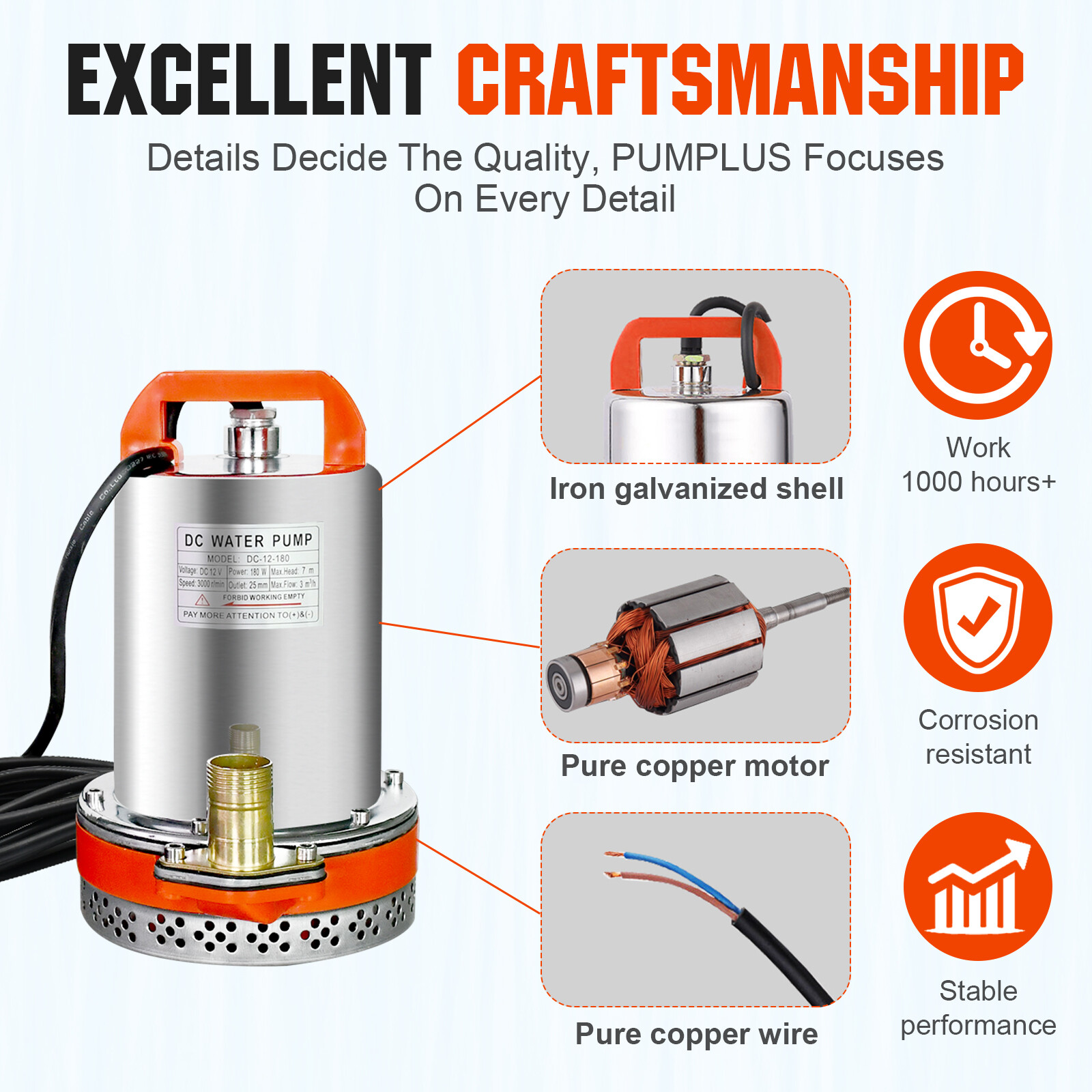 Submersible Dirty Water Pump Sump Flooding Pond Swimming Pool Upto 8m