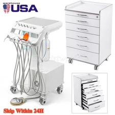 Portable Dental Mobile Delivery Unit System Air Compressor 4H /5 Drawers Trolley