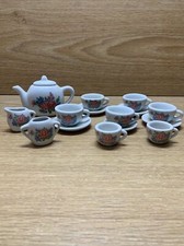 16 Piece Miniature Porcelain Tea Cup Place Setting Floral