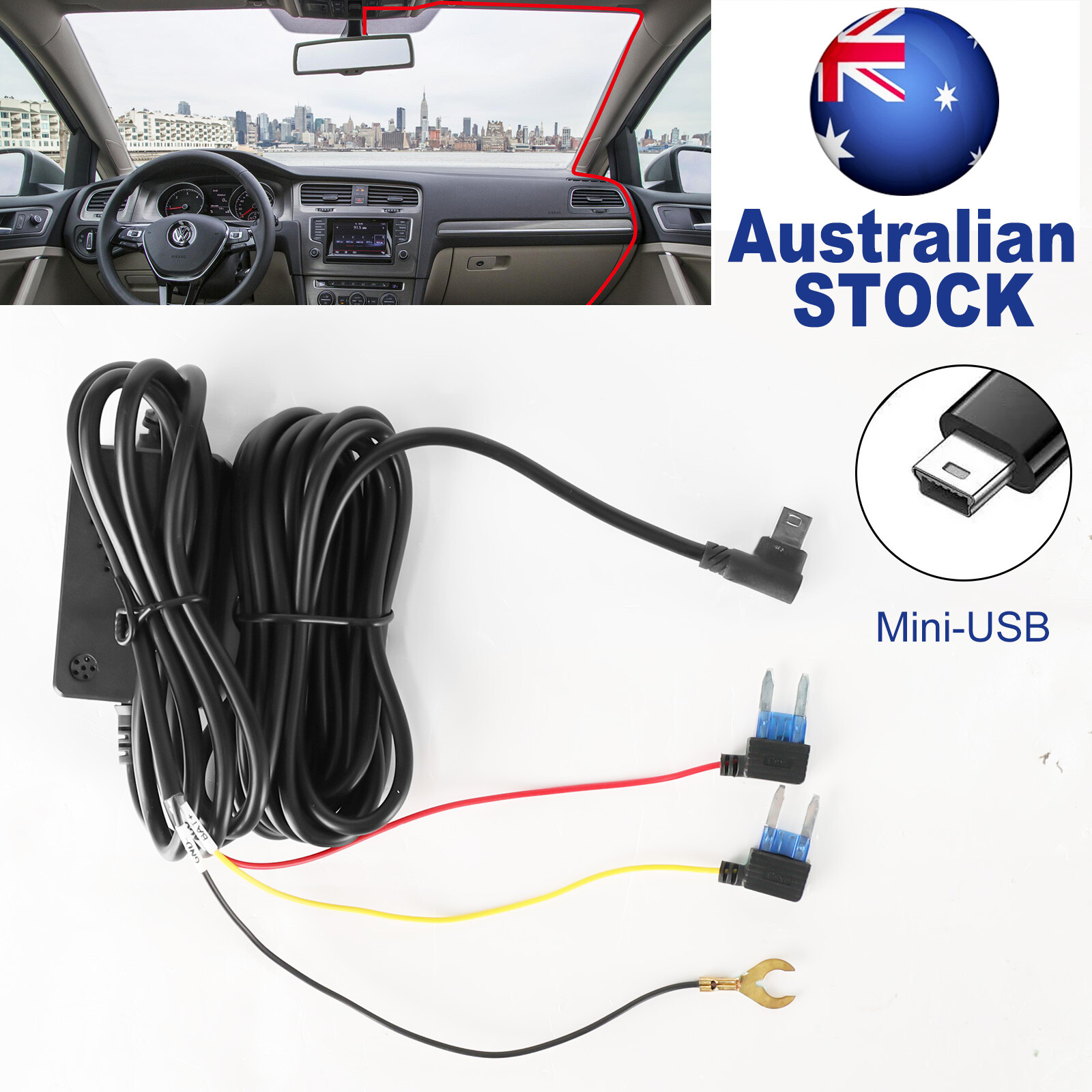 Mini USB Hard Wire Cable Kit Fit XGODY HN128 Pro or Universal For 24h Parking